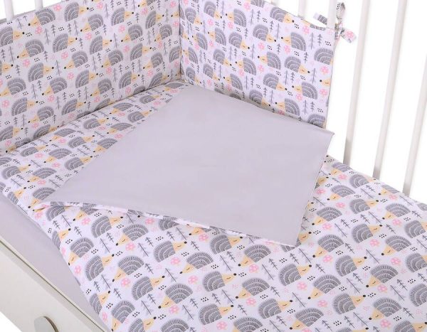 Baby cotton bedding set 2-pcs 120x90 cm- hedgehogs grey - Image 4