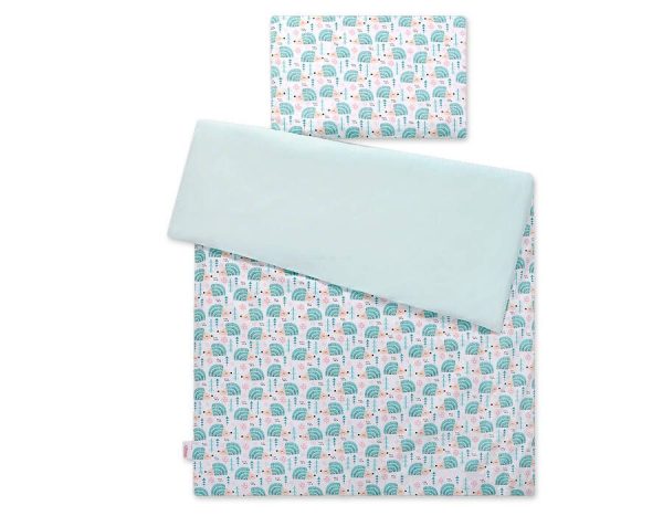 Baby cotton bedding set 2-pcs 120x90 cm- hedgehogs mint - Image 3