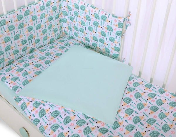 Baby cotton bedding set 2-pcs 120x90 cm- hedgehogs mint - Image 4