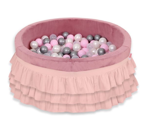 Ball-pit with frills with balls 200pcs - pastel pink - Image 2