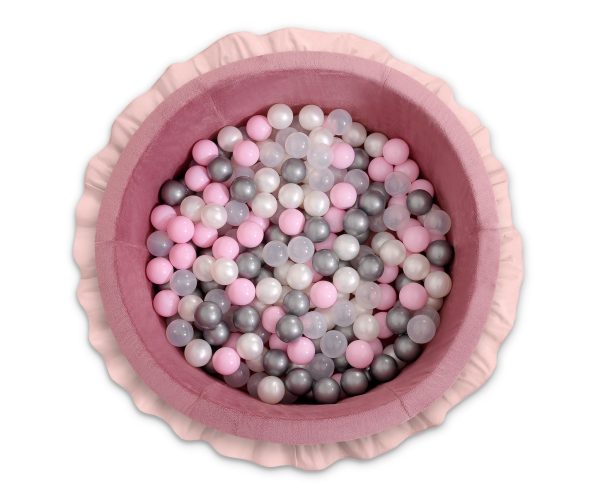 Ball-pit with frills with balls 200pcs - pastel pink