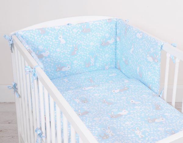 Universal bumper for cot - blue rabbits - Image 2