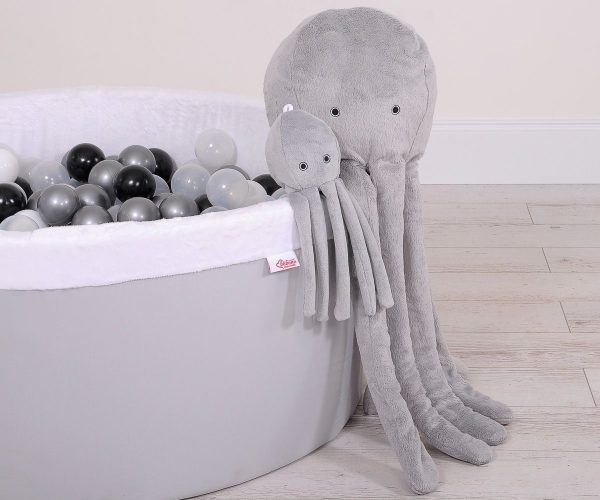 Cuddly octopus with rattle - gray - smooth minky - Image 2