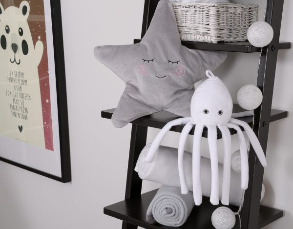 Cuddly octopus with rattle - white - smooth minky - Image 3