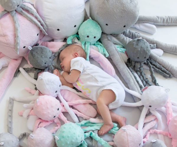 Cuddly octopus with rattle - gray - smooth minky - Image 3