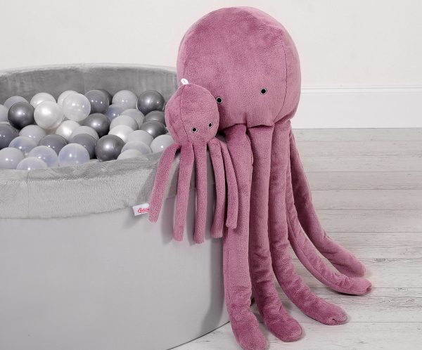 Cuddly octopus with rattle - pastel pink - smooth minky - Image 3
