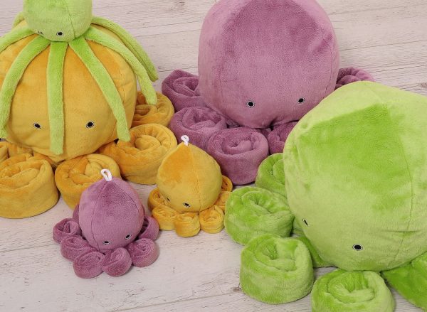 Cuddly octopus with rattle - pastel pink - smooth minky - Image 4