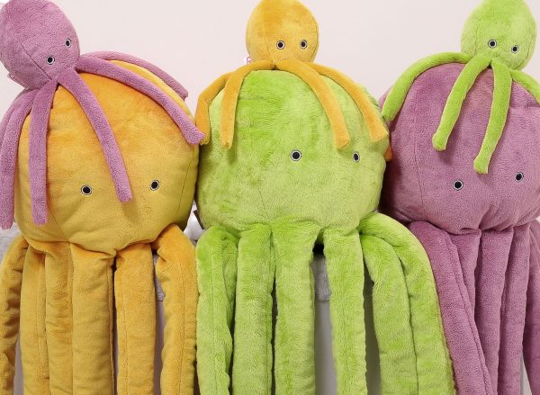 Cuddly octopus with rattle - pastel pink - smooth minky - Image 5