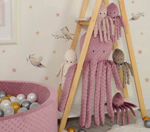 Cuddly octopus with rattle - pastel violet - polka dot minky - Image 2