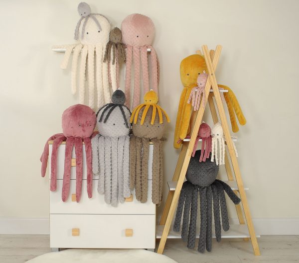 Cuddly octopus with rattle - brown - polka dot minky - Image 2