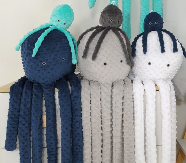 Cuddly octopus big - dark blue - polka dot minky - Image 4