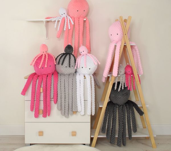 Cuddly octopus big - white - polka dot minky - Image 4