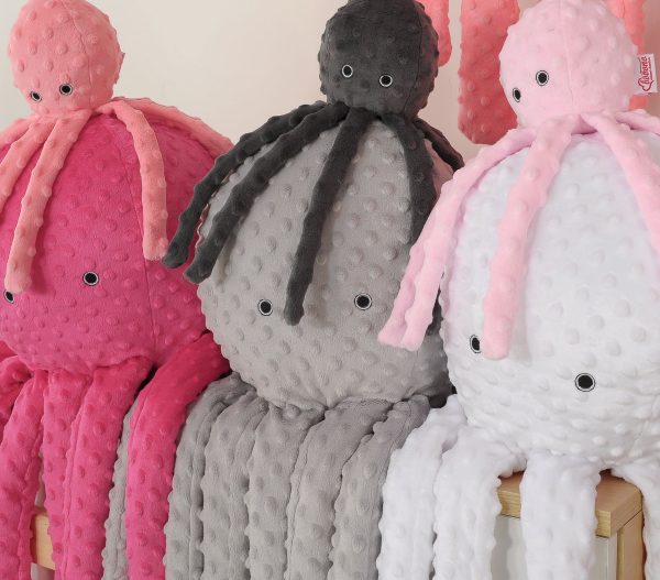 Cuddly octopus big - white - polka dot minky - Image 5