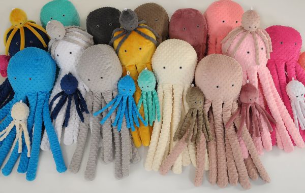 Cuddly octopus big - coral - polka dot minky - Image 4