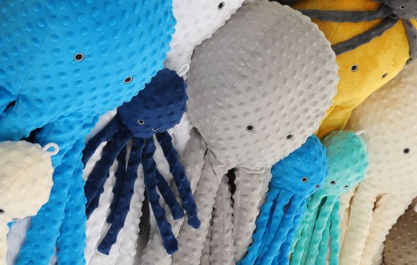 Cuddly octopus big - turquoise - polka dot minky - Image 6