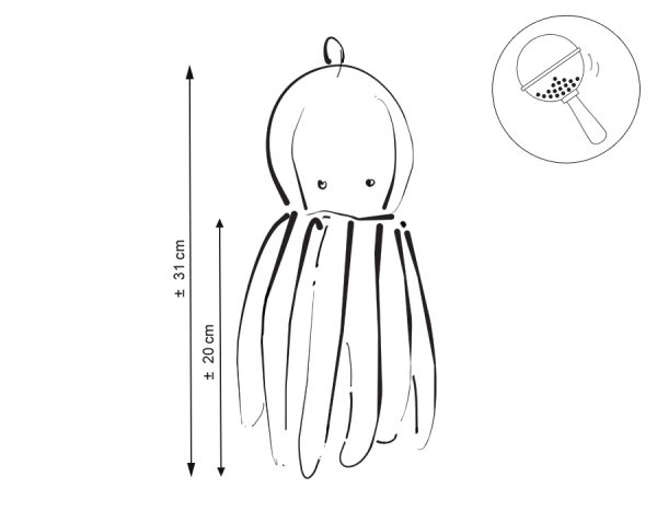 Cuddly octopus with rattle - white - smooth minky - Image 7