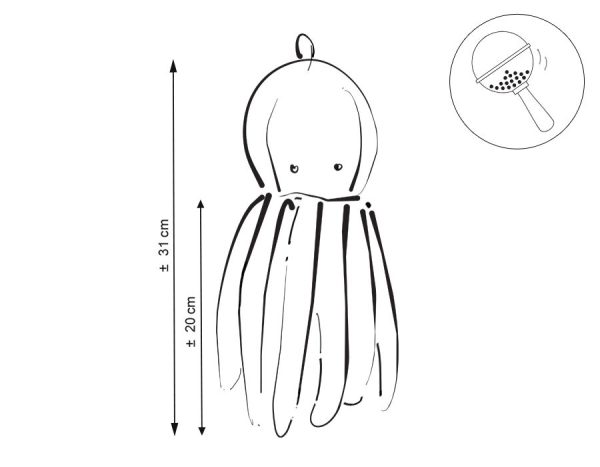 Cuddly octopus with rattle - bottle green - polka dot minky - Image 4