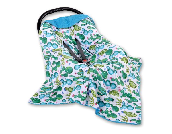 Big double-sided car seat blanket for babies - cactus - Image 2