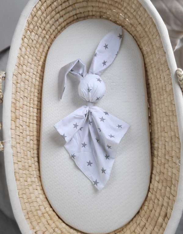 Soft cosy cuddly bunny blanket in cotton - Grey stars/grey