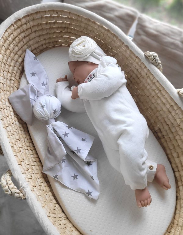 Soft cosy cuddly bunny blanket in cotton - Grey stars/grey - Image 3