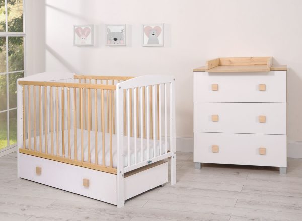 Wooden baby cot 120x60cm Leonardo white - natural wood - Image 4