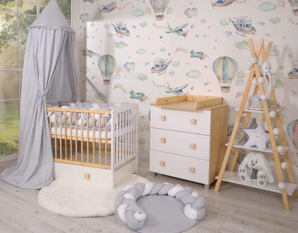 Wooden baby cot 120x60cm Leonardo white - natural wood - Image 6