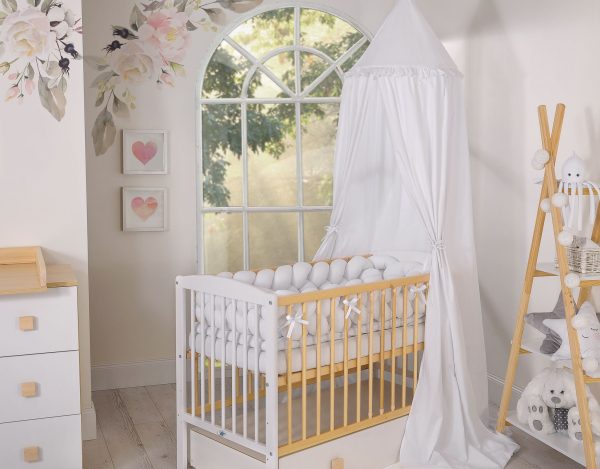 Wooden baby cot 120x60cm Leonardo white - natural wood - Image 8
