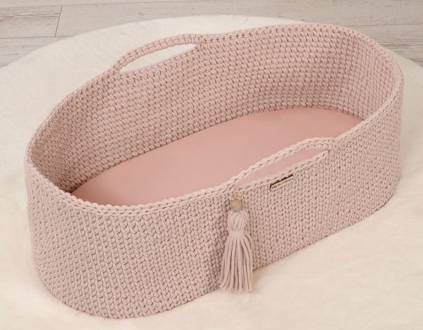 Sheet made of cotton for moses basket mattress 75x35 cm - pastel pink - Image 2