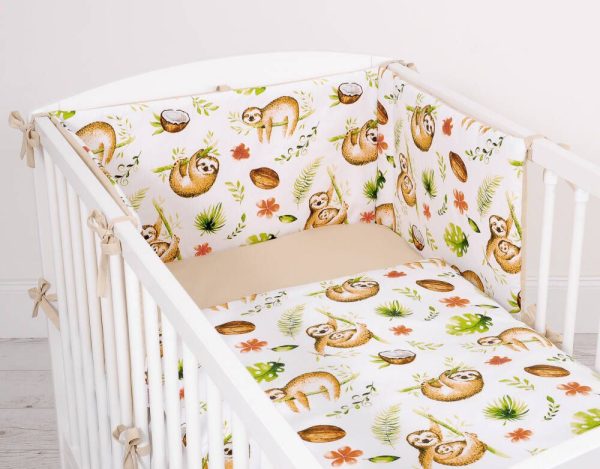 Baby cotton bedding set 2-pcs 120x90 cm- sloths  beige/beige - Image 2