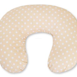 Feeding pillow- Hanging hearts white dots on beige