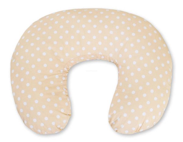 Feeding pillow- Hanging hearts white dots on beige