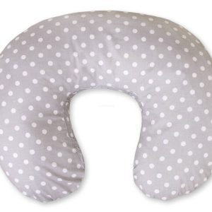 Feeding pillow- Hanging hearts white dots on grey
