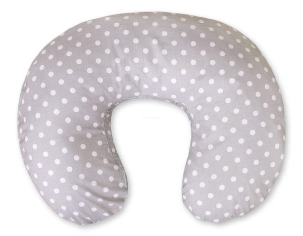 Feeding pillow- Hanging hearts white dots on grey