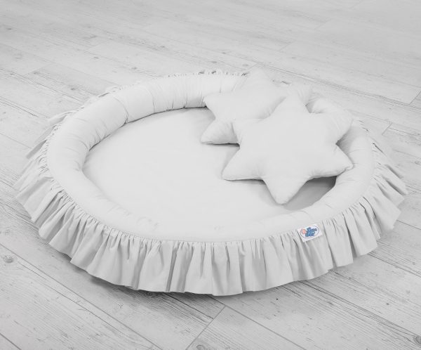 Set: Hanging canopy + Nest with flounce + pillows - gray - Image 7