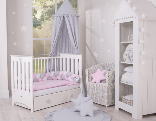 Wooden baby cot 120x60cm Lorenzo III white-grey, with teething rail - Image 10