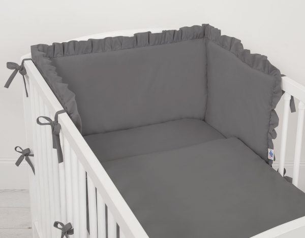 Universal baby bed bumper with frill - anthracite - Image 2