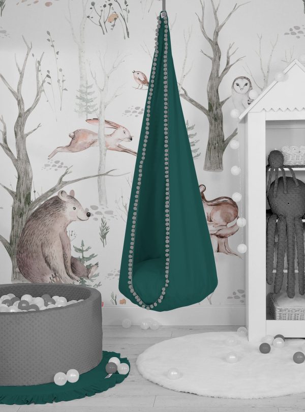Hanging swing hammock cocoon - bottle green - Image 2