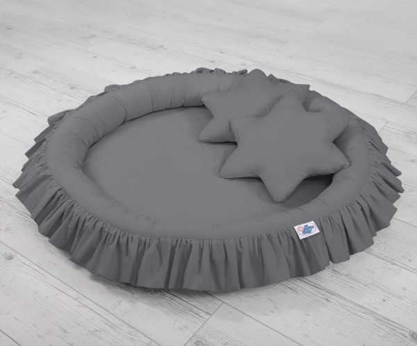 Set: Hanging canopy + Nest with flounce + pillows - anthracite - Image 6