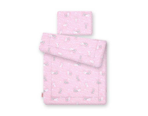 Bedding set 2-pcs 75x100cm NEWBORN - pink rabbits - Image 2