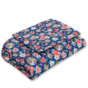 Bedding set 2-pcs 75x100cm NEWBORN - fox family on blue