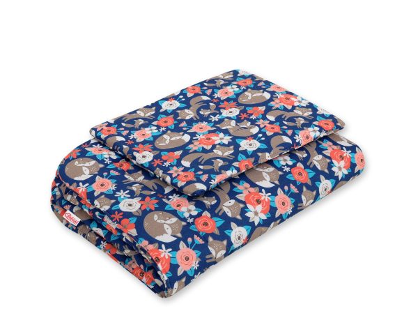 Bedding set 2-pcs 75x100cm NEWBORN - fox family on blue
