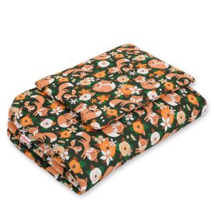 Bedding set 2-pcs 75x100cm NEWBORN - fox family on the green