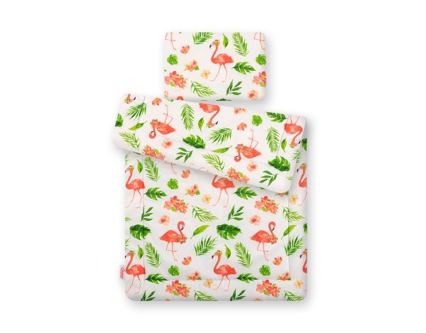 Bedding set 2-pcs 75x100cm NEWBORN - coral flamingos - Image 2