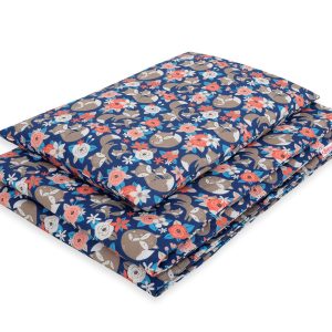 Baby cotton bedding set 2-pcs 135x100 cm- fox family on blue