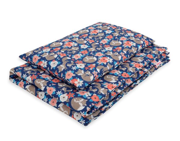 Baby cotton bedding set 2-pcs 135x100 cm- fox family on blue