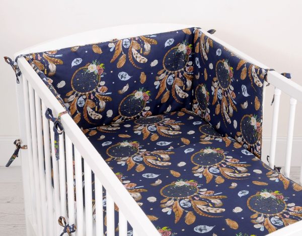 Baby cotton bedding set 2-pcs 120x90 cm- dream catchers dark blue - Image 3
