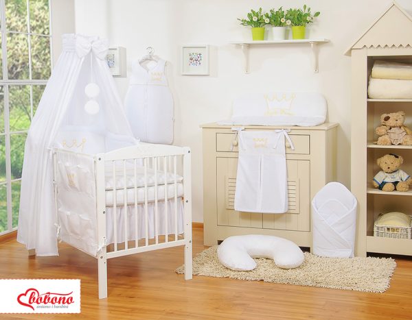Bedding set 5-pcs with canopy- Little Prince/Princess white - Image 2