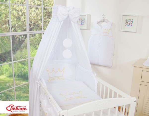 Bedding set 5-pcs with canopy- Little Prince/Princess white - Image 3