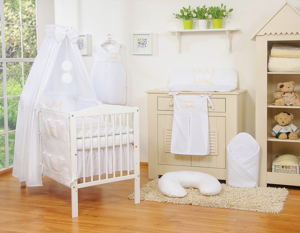 Bedding set 5-pcs with canopy- Little Prince/Princess white - Image 5