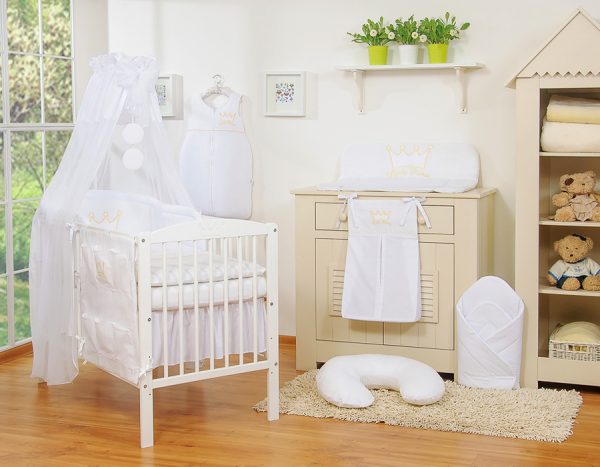 Bedding set 5-pcs with canopy- Little Prince/Princess white - Image 6